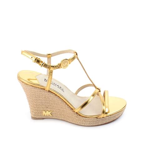 michael kors sandle wedges sale black gold|Michael Kors wedge sandals women.